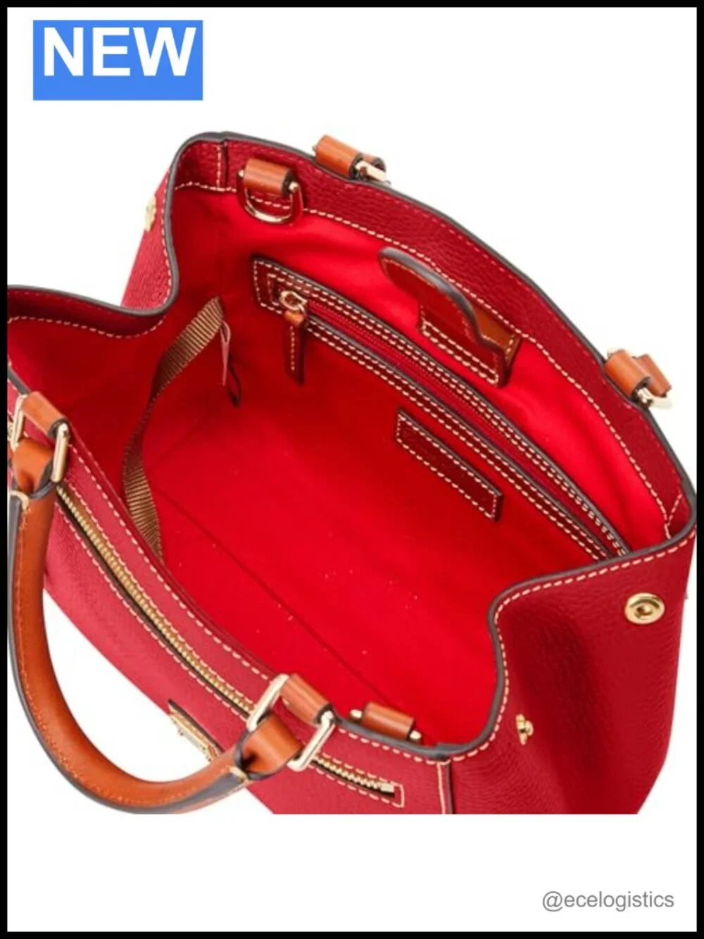 Pebble Grain Leather Satchel Bag Crossbody Strap Structured Handbag